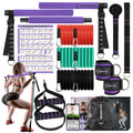 Portable Pilates Bar and Resistance Band Set with Handles. Multipurpose Home Gym with Door Anchor and Extension Belt Supports Full-Body Workouts