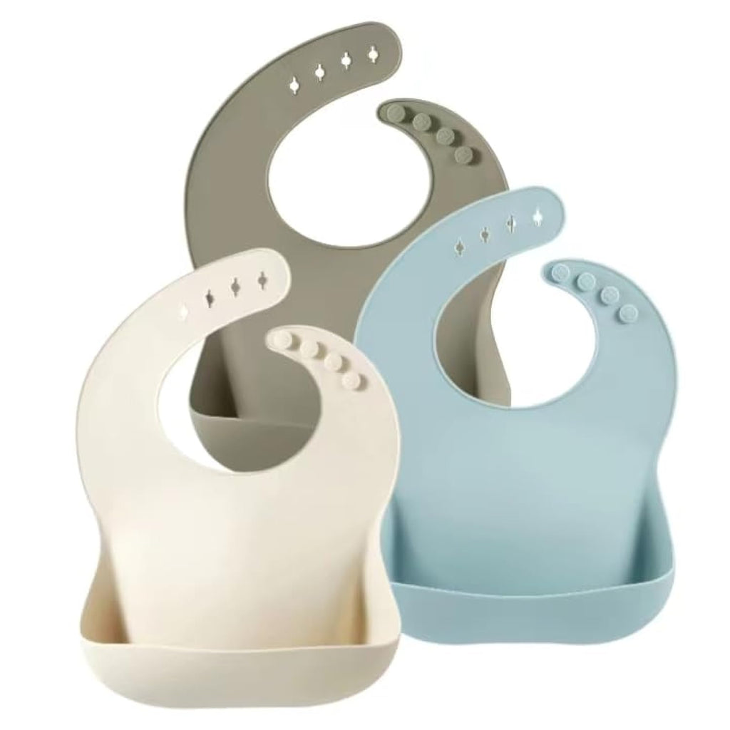 Silicone Baby Bibs Set of 3 for Toddlers BPA Free