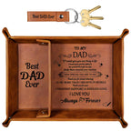 Best Dad Ever Gifts for Dad - PU Leather Valet Tray and Keychain
